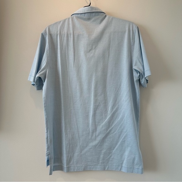 Peter Millar Nanoluxe Sean Cotton Lisle Polo Shirt Light Blue Button Size Small - Picture 9 of 10